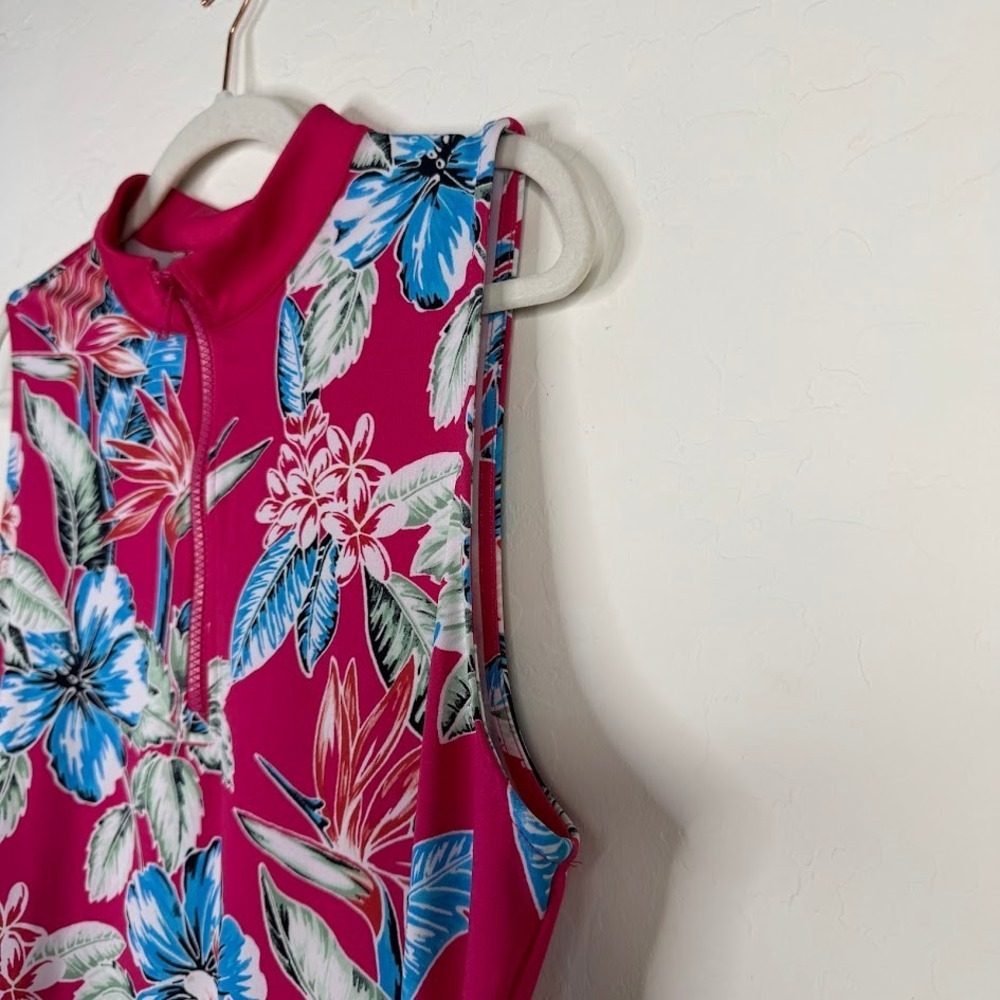 Tommy Bahama Golf Womens XL Tropical Floral Dress Resort Beachy Pickleball Pink - Picture 4 of 11
